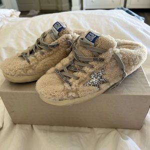 Brand new womens golden goose sabot shearling slip on 38